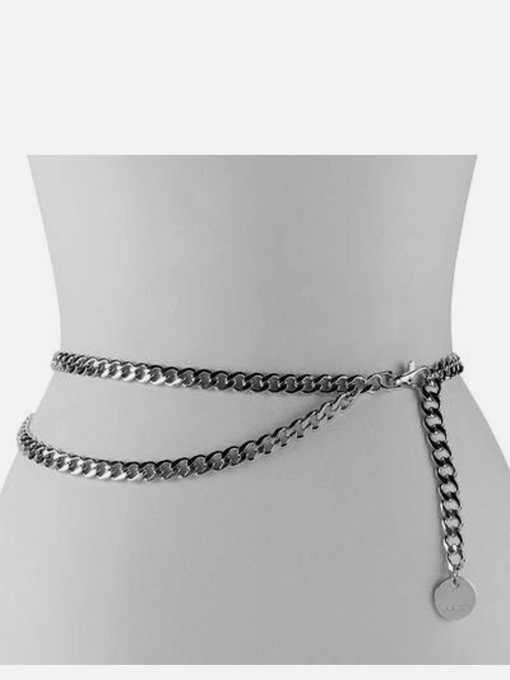 Nine West Silver Double Strand Chain Belt